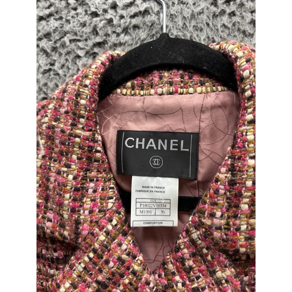 Vintage Chanel‎ 2001 Belted Tweed Midi Coat in Red & Black Size 36 01A - Picture 4 of 16